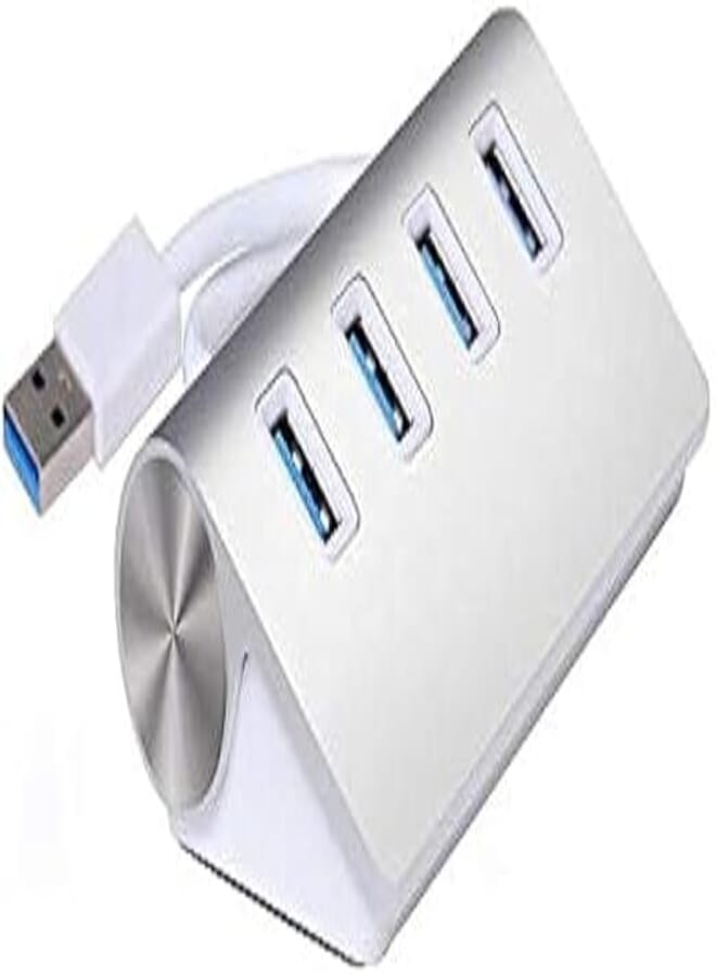 Simple Practical USB 3.0 Premium 4 Port Aluminium Hub with Shielded Cable (11in)